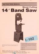 Wood Cutting 14", Band Saw, Instruction Assemlby and Parts List Manual